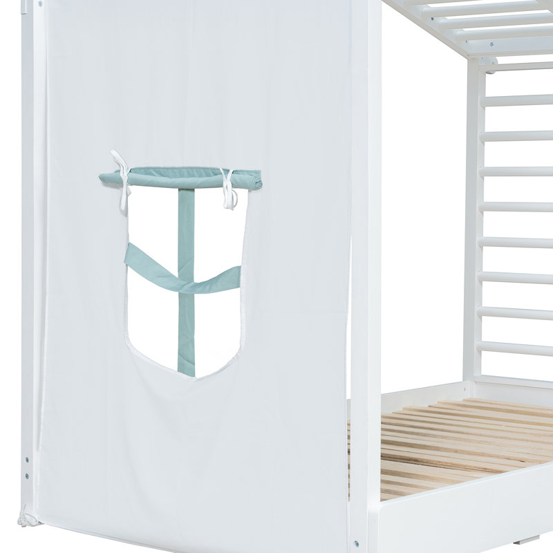 Lit pour enfant Havenloft avec lit gigogne et tente de jeu pour lit simple, Blanc