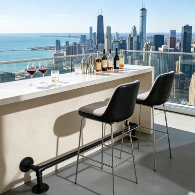 Bar Foot Rail Kit, Complete Floor Standing Bar Foot Rest, Professional Pub Style Foot Railing, Bar Mount Foot Rail Bracket, for Indoor Outdoor Home Bar, Kitchen Island, Restaurant (Black, 4 Feet)