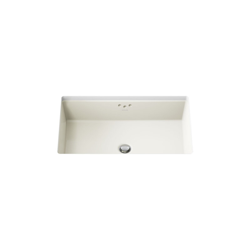 Lavabo de salle de bain rectangulaire encastré et trop-plein Kathryn®, Biscuit