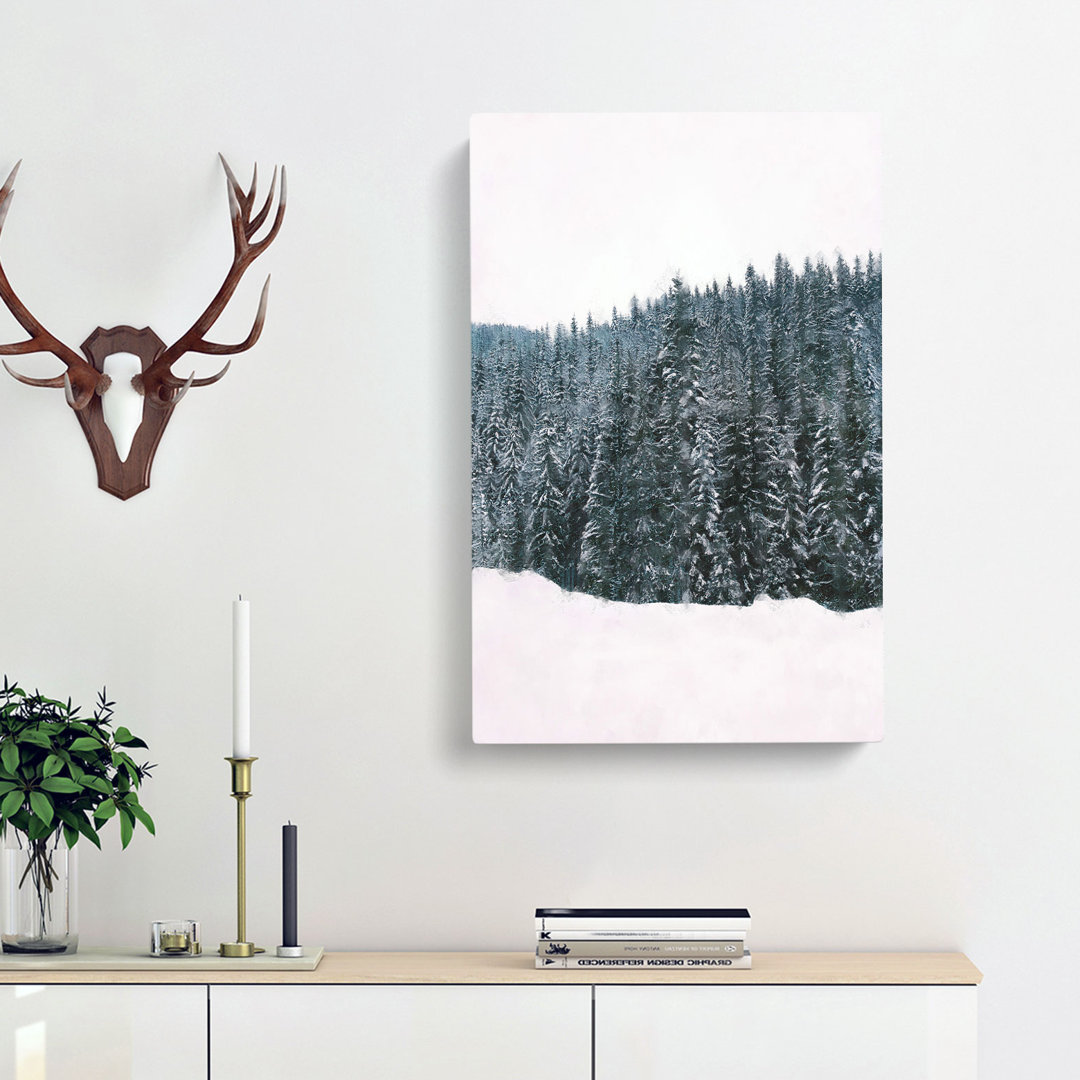 Fir Tree Forest In Winter - Wrapped Canvas