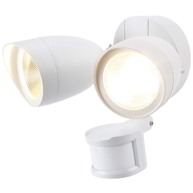 2 Head LED Dusk to Dawn Flood Light, 20W Security Light with Motion Sensor, 4 Modes Lighting, White