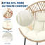 Fauteuil oval en osier surdimensionné avec coussin épais, chaise berçante ergonomique en rotin, structure en acier de 350 lb pour l'intérieur, l'extérieur, le patio et le salon