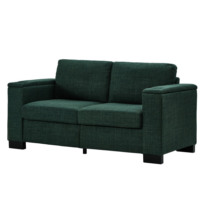 67.7" With Cup Holder And Storage, Solid Wood Frame Disassemblable Covers Square Arm, Comfortable Seating Large Storage Space