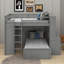 Lit mezzanine double avec lit autonome, tablettes, bureau et garde-robe-118032730