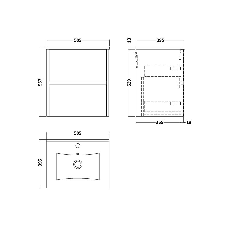 Havana 500mm Single Bathroom Vanity with Drop In Vitreous China Basin