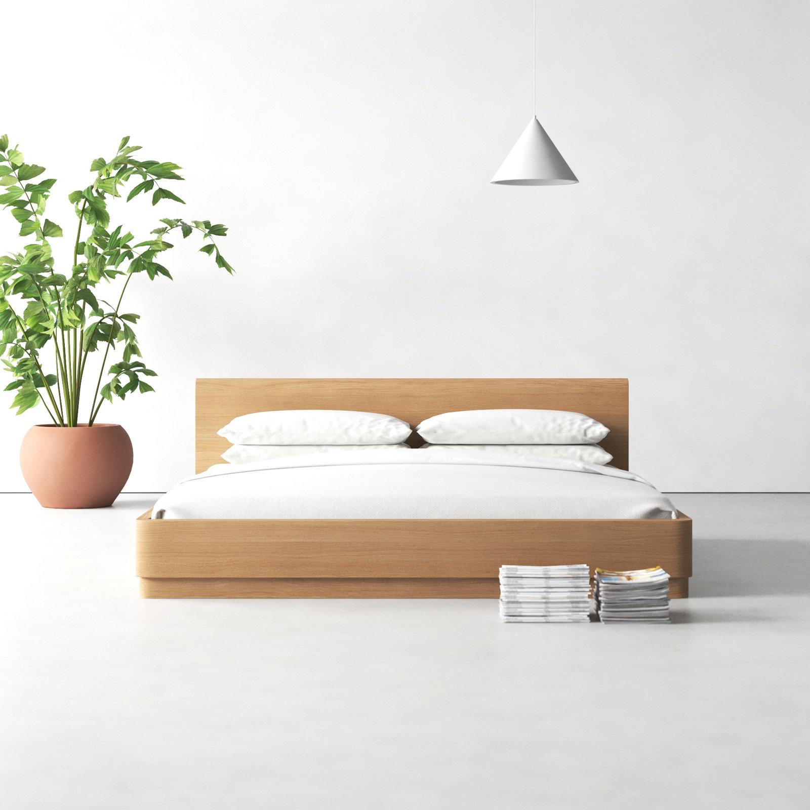 Mille Platform Bed, Queen, Oak