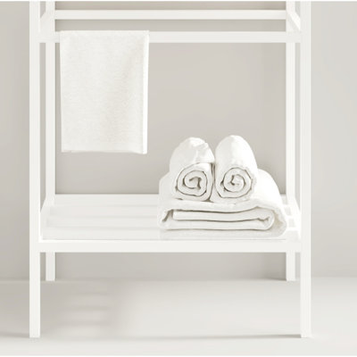 Tablettes de salle de bain autoportantes blanches 24 po sans lavabo - structure en fer avec rangement et porte-serviettes, conception pratique attrayante pour tablettes de 24 po avec accessoires de support