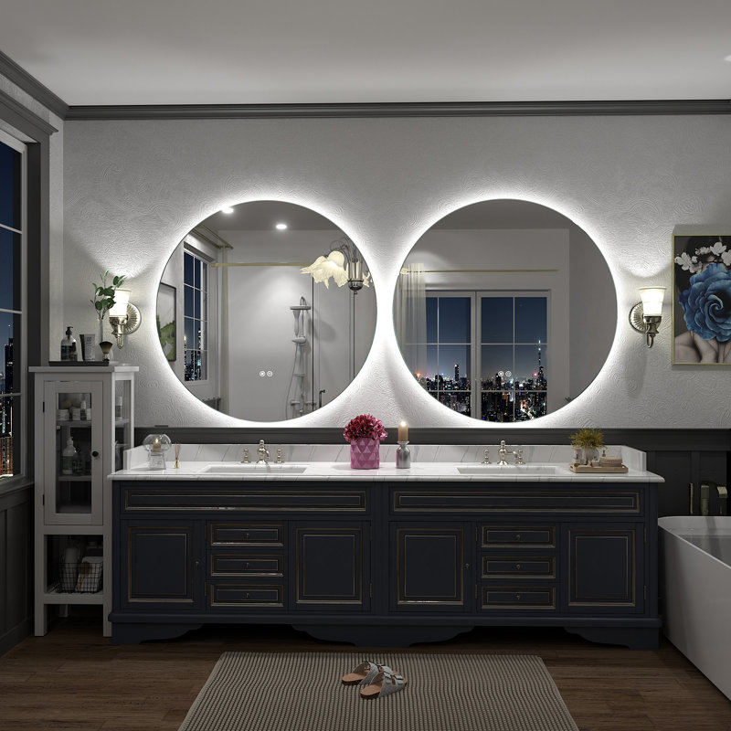 Wayfair Basics® UL Certified LED Anti-Fog Tempered Glass Round Bathroom/Vanity Mirror , 36" x 36"