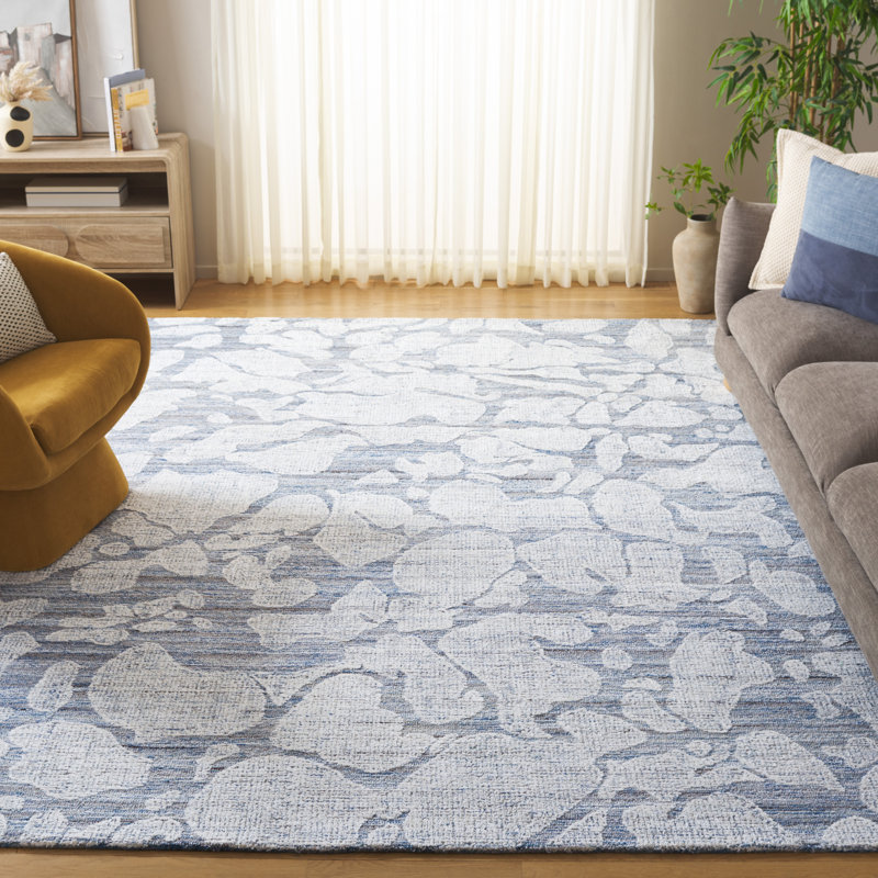 Soho 660 Hand Tufted Wool/Viscose/Cotton Abstract Rug in Blue/Ivory, Rectangle 8' x 10'