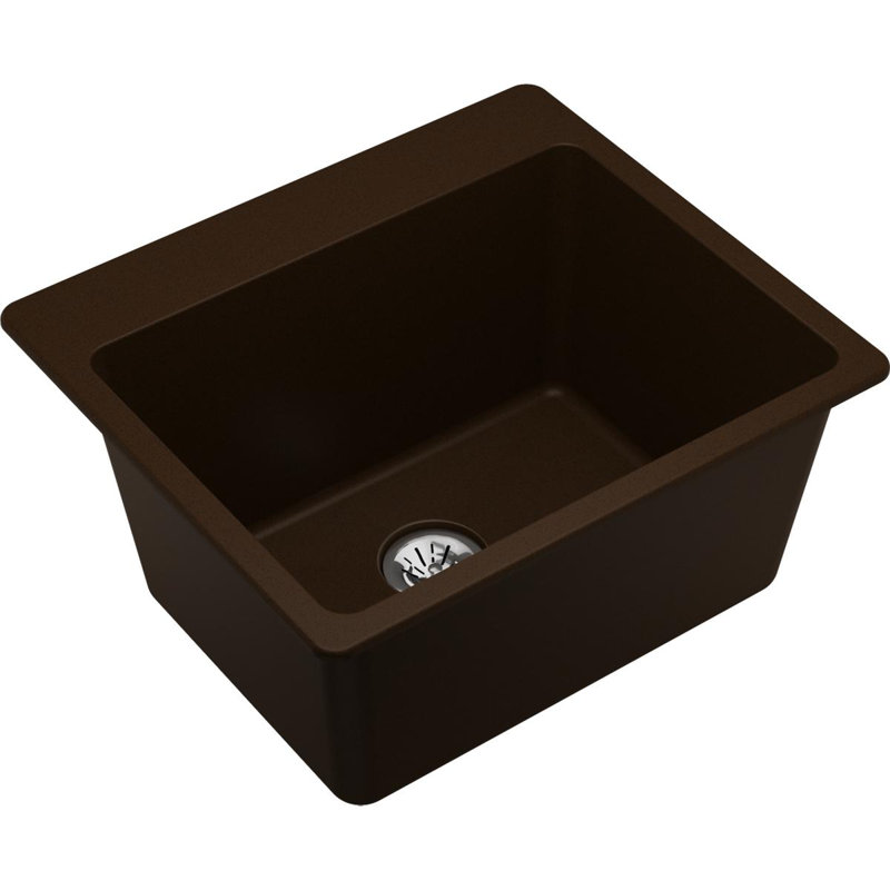Quartz Classic 25" x 22" x 11-13/16" Drop-In Laundry Sink with Drain Assembly and Basket Strainer, Mocha