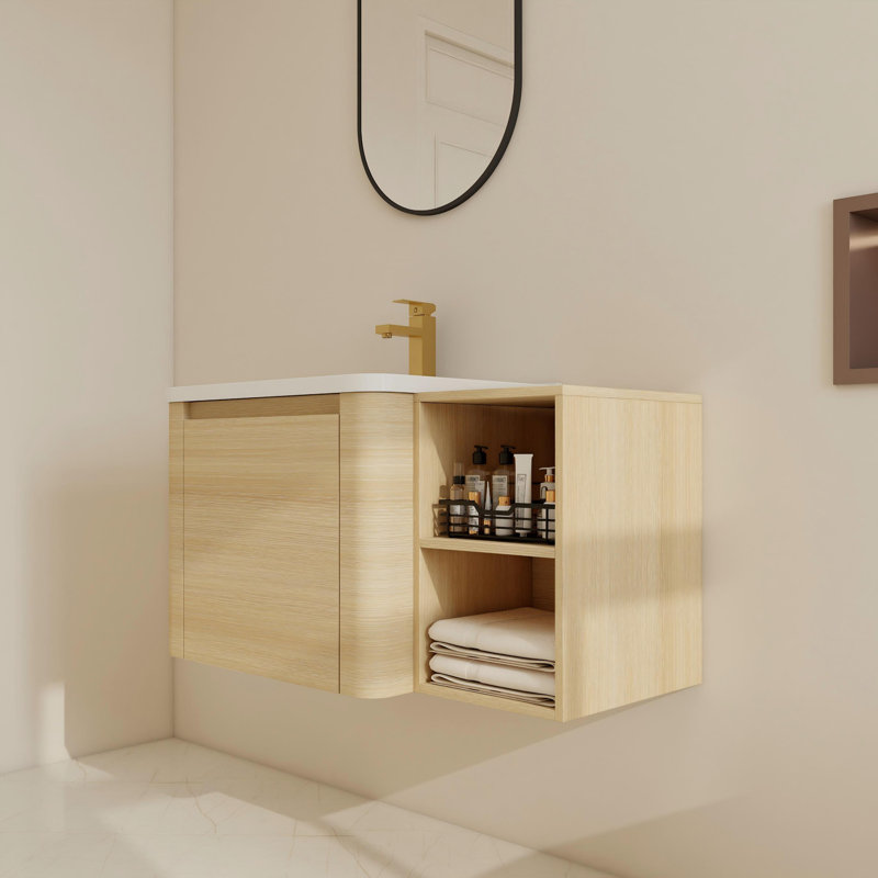 Ensemble de meuble-lavabo simple mural 36 "/ 40" avec lavabo en céramique, 36", Beige