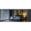 Élégant lit de jour simple avec lumières à DEL et armoire de rangement à porte vitrée, espace d'éclairage gris-879373397-879373398