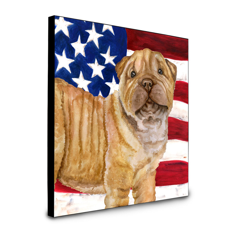 Panneau mural patriotique art Double Down, Chiot Shar Pei