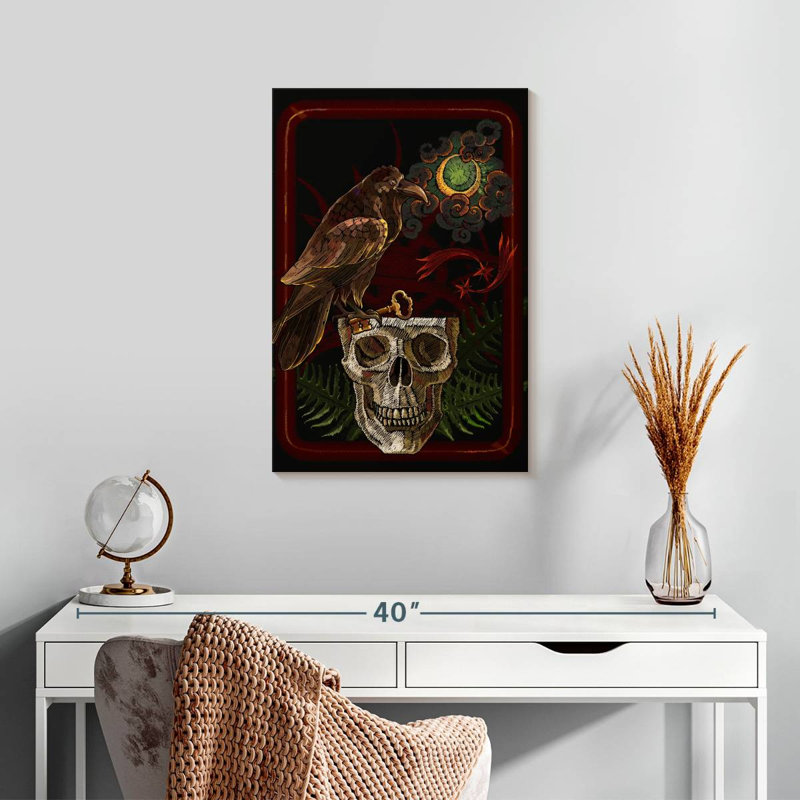 Hitzel Skull And Raven, 24" H x 16" W