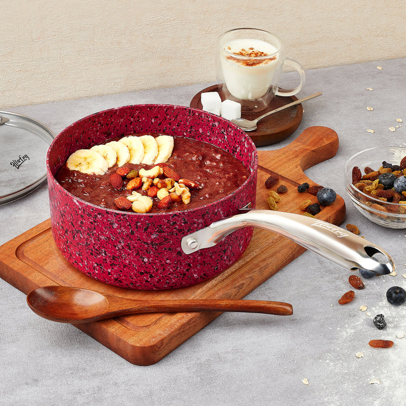Casserole en granite antiadhésive en aluminium, 1 pinte, Rouge