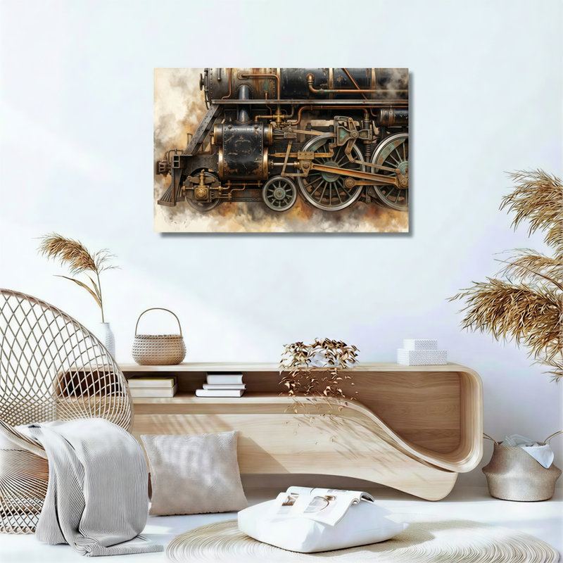 Ensemble de 1 tableau sur toile représentant une machine à vapeur, 16"H x 24"W, Wrapped Canvas