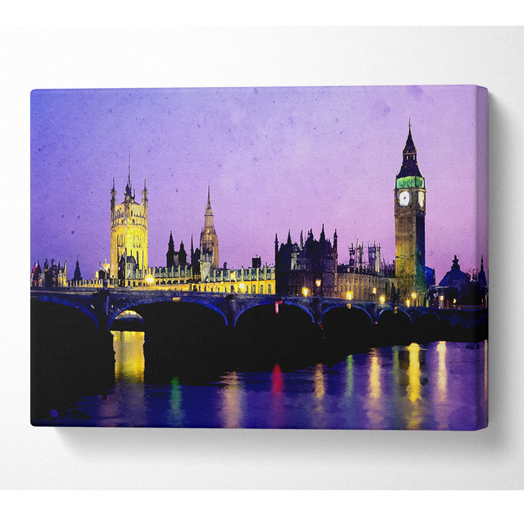 Kunstdruck London Bridge City Lights auf Leinwand