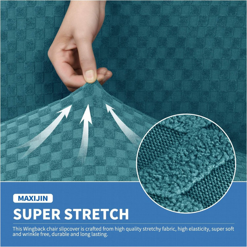 Housse à oreilles en polyester pour coussin carré, Polyester bleu paon