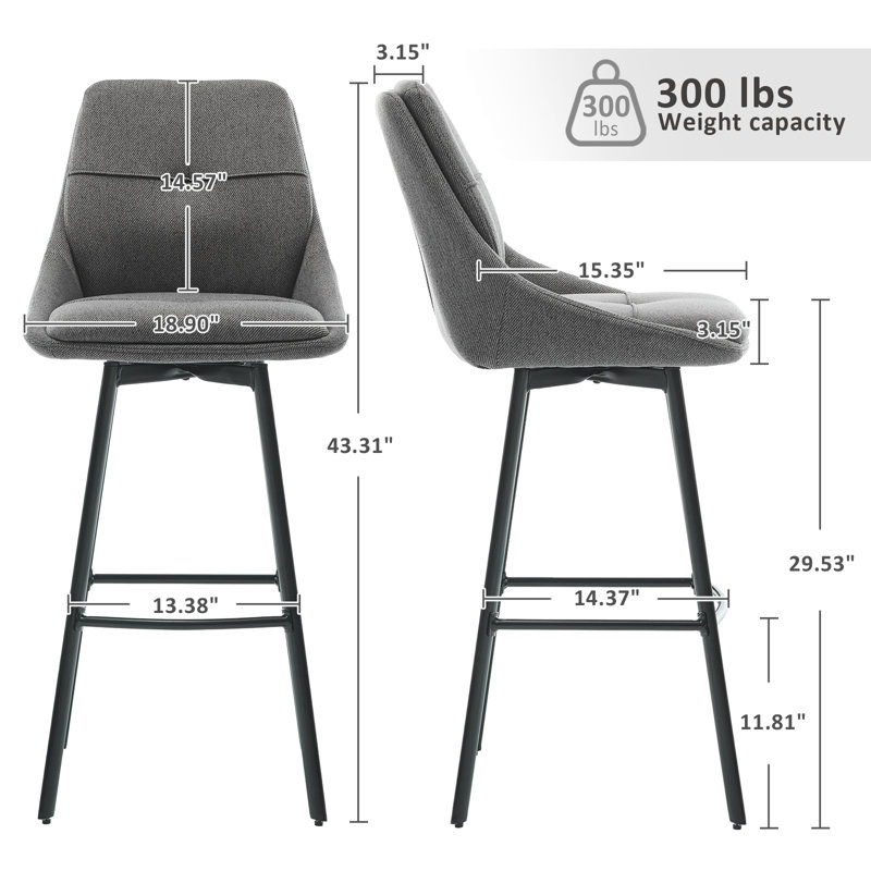 Tabouret de comptoir pivotant 43,31 po Avianah, Noir