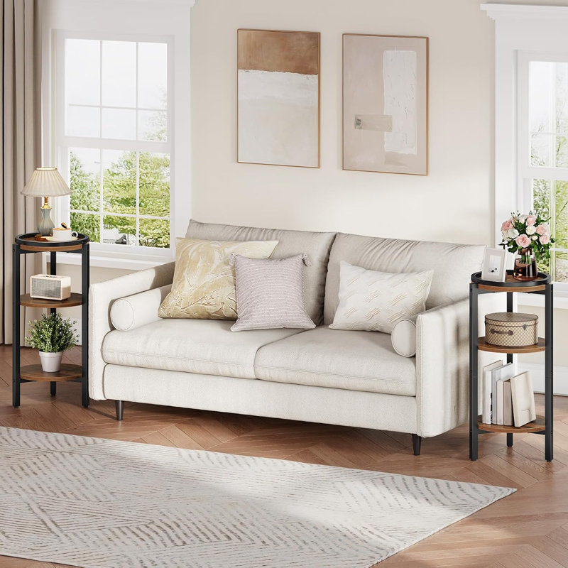 Petite table d'appoint ronde, table basse haute à 3 niveaux pour canapé, table de chevet mince, table de bout décorative circulaire pour salon, coin, chambre à coucher