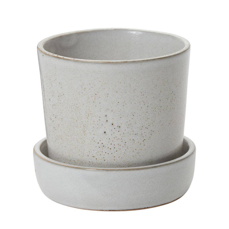 Pot à fleurs en céramique Zandra, H 5 po x l 5,25 po x P 5,25 po, Blanc cassé