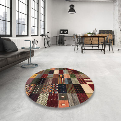 Tapis contemporaine vert/brun/rouge