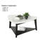Table basse triangulaire de style contemporain avec espace de rangement inférieur et plateau supérieur en marbre blanc et noir