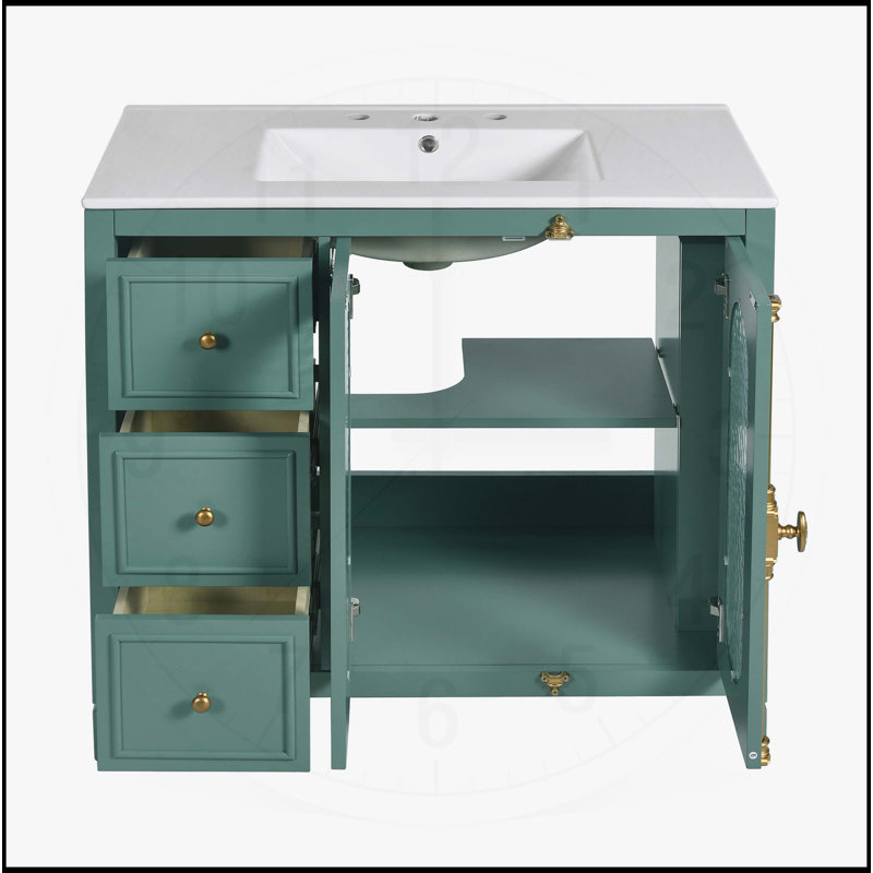 Meuble-lavabo 36 po avec 2 portes à fermeture douce