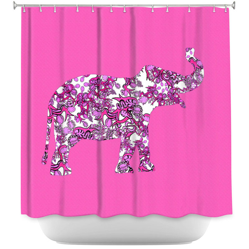 Meunier Nature/Floral Shower Curtain, Pink/White