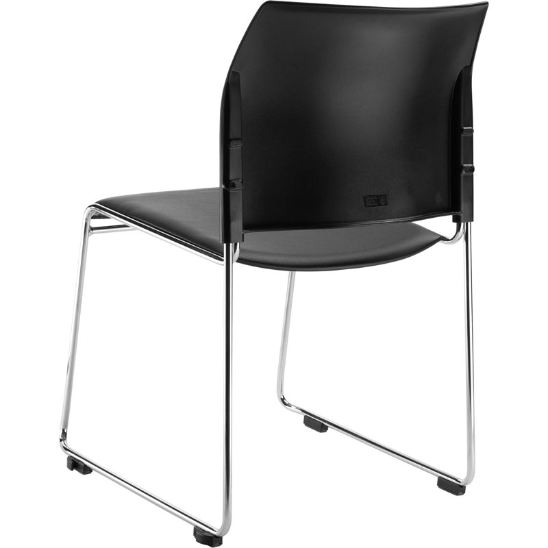 Black Vinyl and Metal Armless Stackable Chair