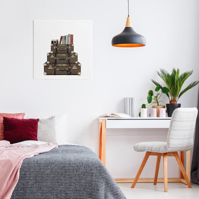 Toile de voyage, livres et bagages rétro, design par Amanda Greenwood