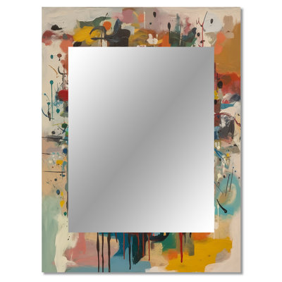 Abstract Face Portrait II - Liquid Ink Large Wall Mirror, Yellow Unique Mirror, Printed Metal Art