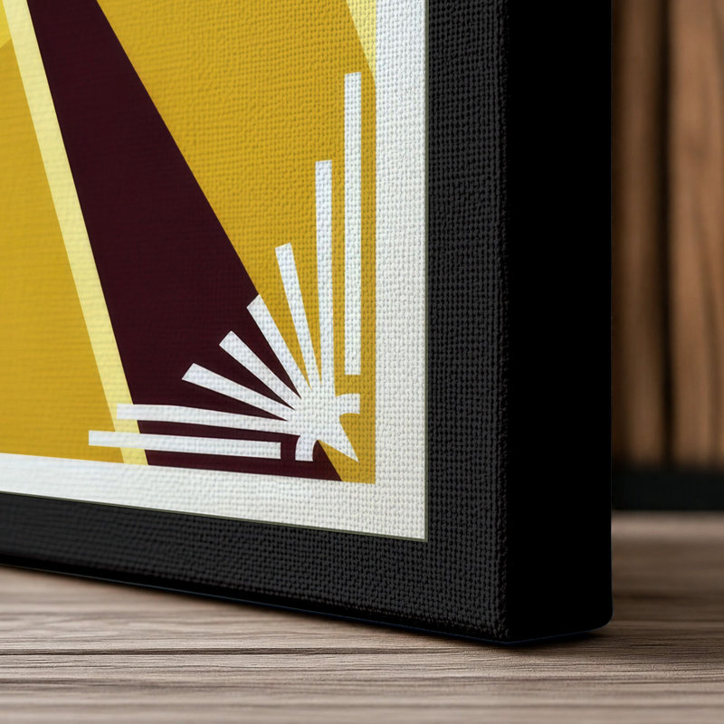 Golden Sentinels Art Deco - Wrapped Canvas, 36x24 - 91.4 x 61.0 cm, Black Border