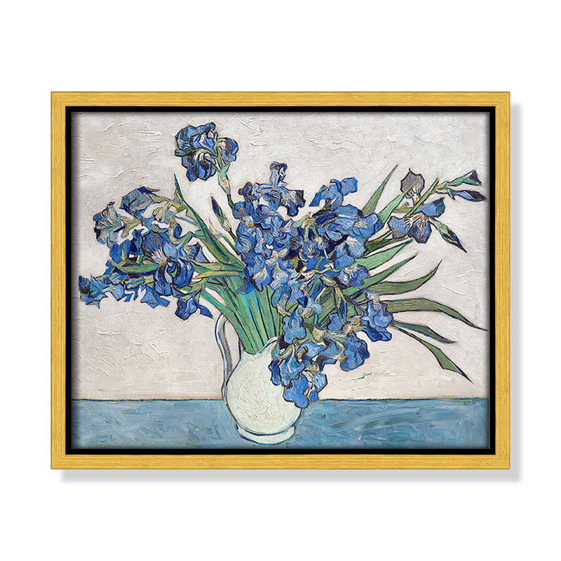 Imprimé iris bleu par Vincent Van Gogh, Cadre flottant doré, Pas de tapis, H 11,5 po x l 9,5 po