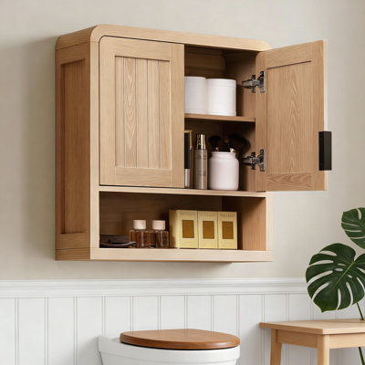 Wall Mounted Bathroom Storage Cabinet With Adjustable Shelf, Over The Toilet Medicine Cabinet Organizer In Modern Farmhouse Style, Space Saving Bathroom Storage Solution