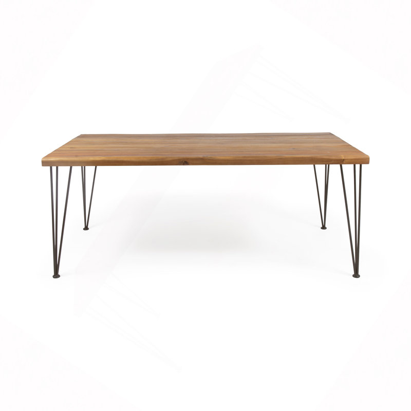 Industrial Wood And Metal Rectangular Dining Table