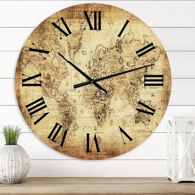 Ancient Map of The World IV - Vintage wall clock