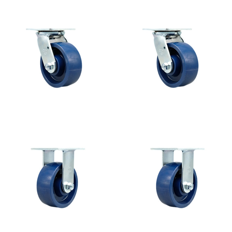 Ensemble de roulettes en polyuréthane solide de 5 pouces avec roulement à rouleaux 2 pivotant 2 rigides SCC