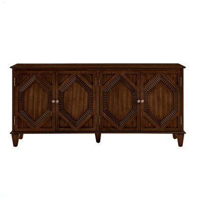 65.2" Mid Century Modern Sideboard Buffet Cabinet With Storage, Symmetrical Geometric Accent Coffee Bar Wine Bar Storage Cabinet, Large Console Table