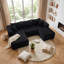 Canapé modulaire en U modulaire en forme de U, canapé en flanelle rembourré avec repose-pieds et ressorts ensachés, canapé modulaire à compression avec 5 coussins sans assemblage, gris-1278328655-1279657145