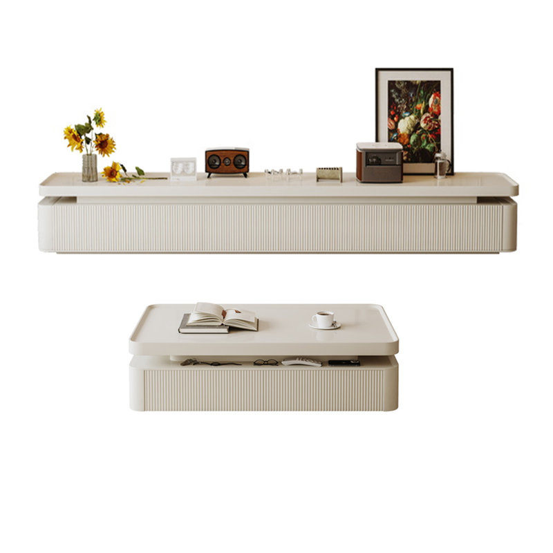 Meuble télé et table basse Living Room, Blanc, Blanc