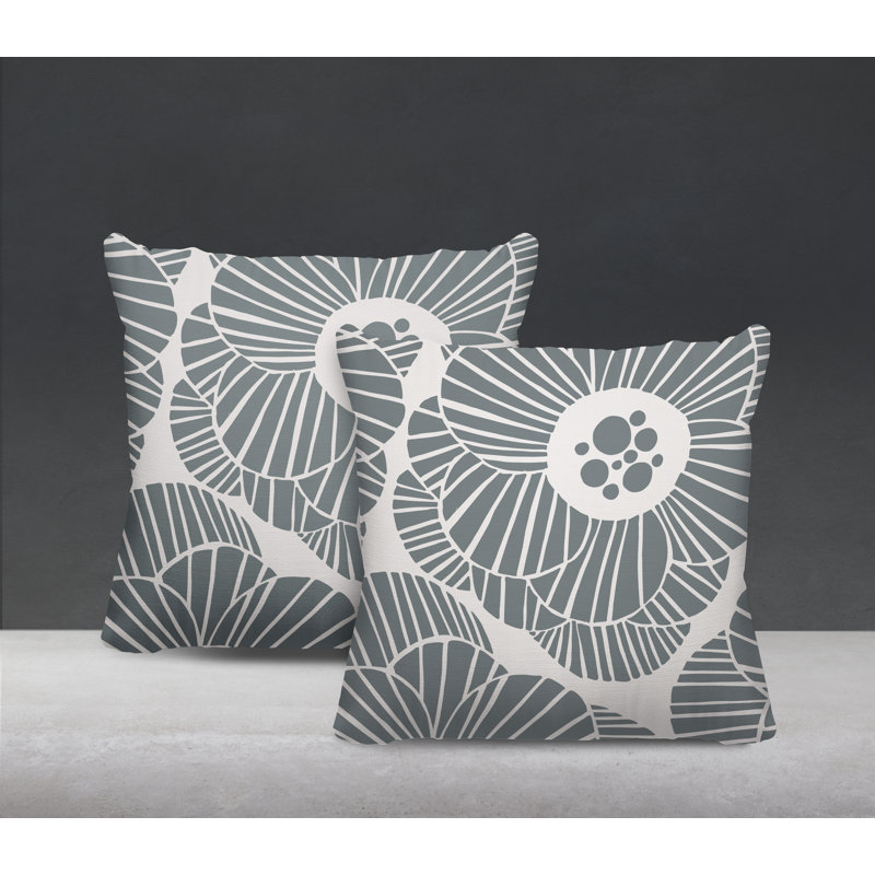 Housse et insert de coussin décoratif intérieur / extérieur en mélange de polyester, L 19 po x H 19 po, Gris