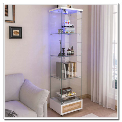 Vitrine moderne en verre avec tiroir et lumières DEL