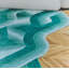 Flow Hand Tufted Wool Geometric Area Rug in Aqua