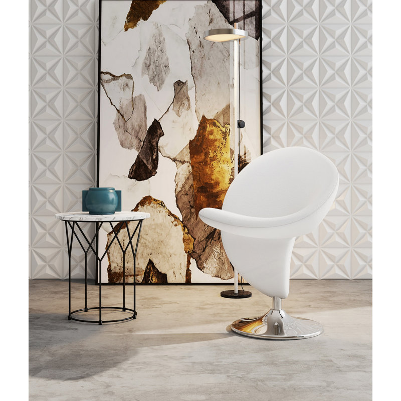 Curl Wool Blend Swivel Lounge Chair, Cream