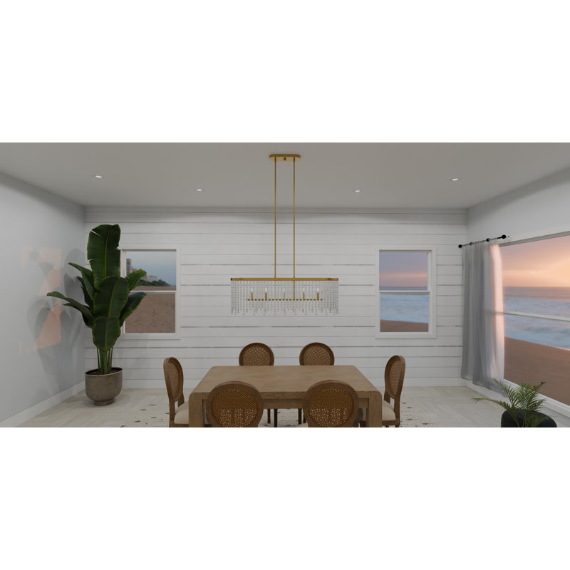 Lustre rectangulaire pour îlot de cuisine à 5 lumières Damoney