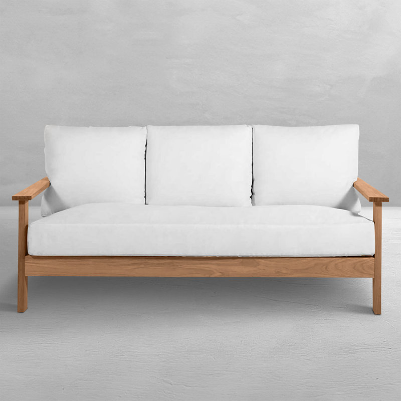 Ashland Teak Outdoor Sofa, Welt + Dream Fill, Intermix Bark, Natural Teak