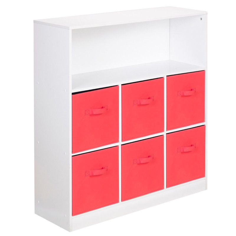 Alyssia 94cm H x 88cm W Standard Bookcase, White/Red