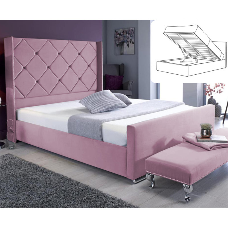 Upholstered Ottoman Storage Bed, Lilac, Single (3')