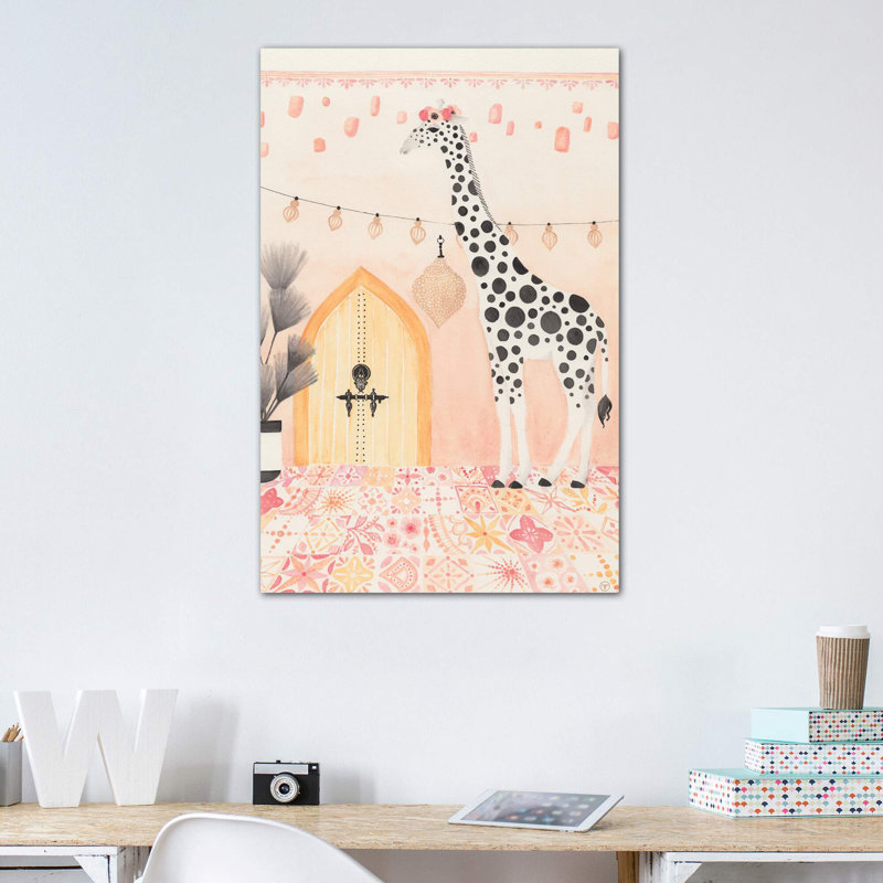 Girafe au Maroc, art encadré, Toile tendue, H 48 po x l 32 po x P 1,5 po